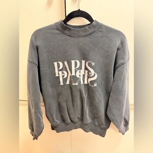 Anine Bing Charcoal Paris Graphic Crewneck Sweater
